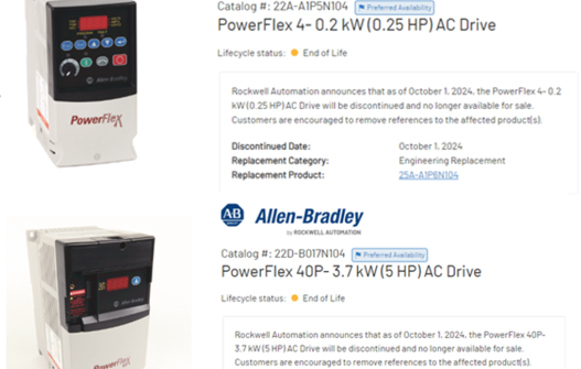Allen Bradley 525 Upgrade Package Now Available To Replace Allen Bradley Powerflex 4's and 40's